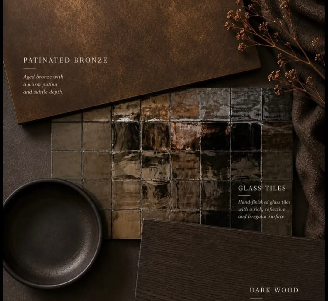 Bronze, glass and wood material references